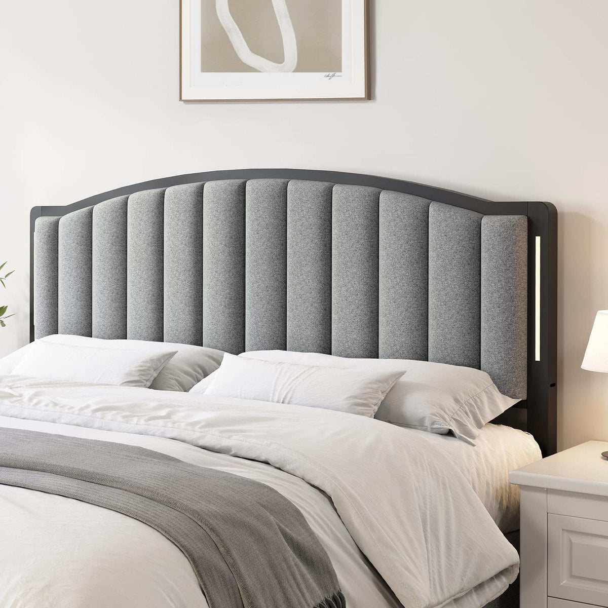 Headboard for Queen Size Bed, Upholstered Vertical Channel Tufting Head Boards