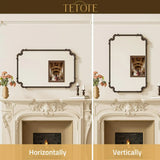 Antique Bronze Rectangle Mirror for Mantle Fireplace 30 x 36 Baroque Vintage Ornate Scroll Wall Mirror with