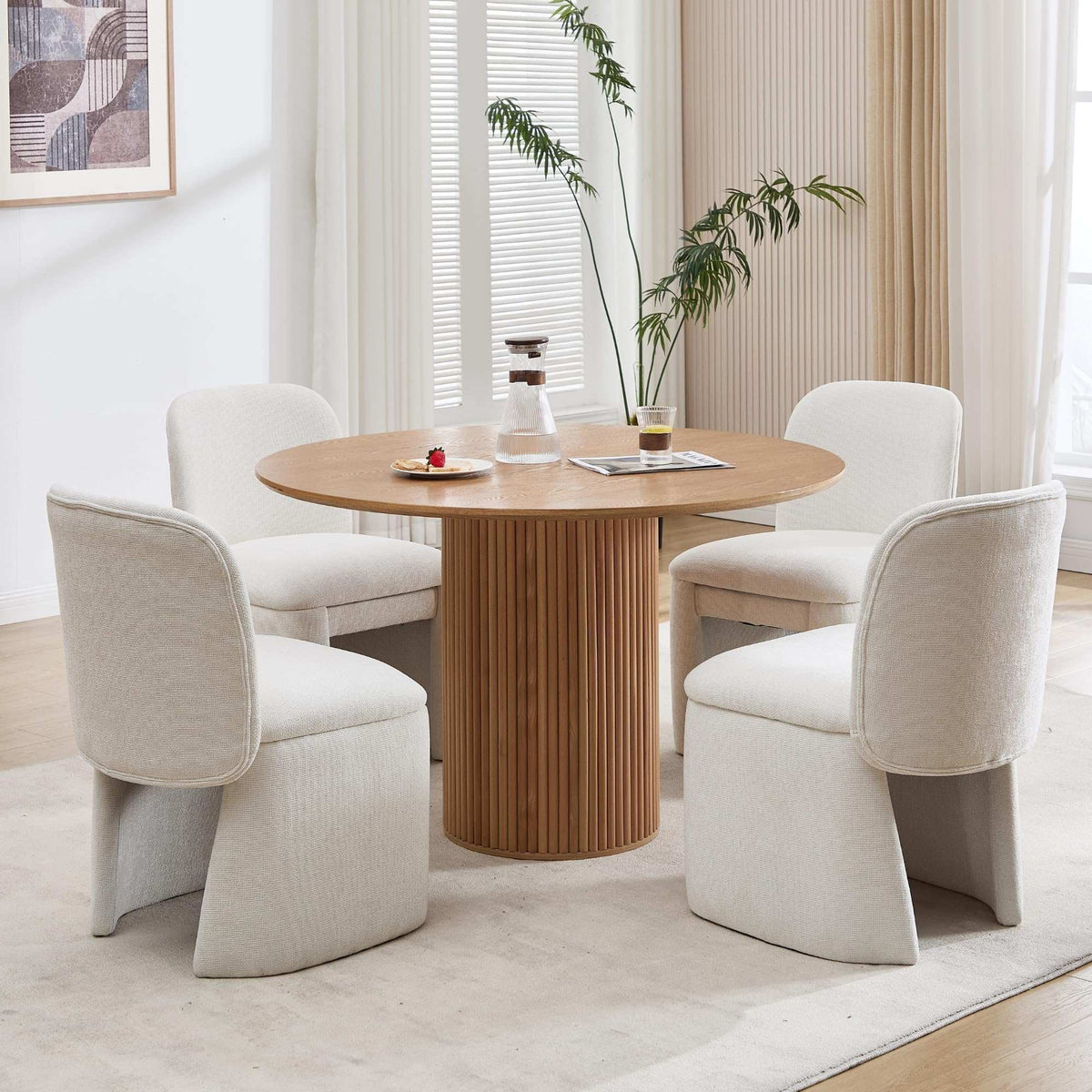 Modern Upholstered Dining Chairs Set of 2, Curved Back Chenille Dining Chairs Armless Kitchen Chairs for