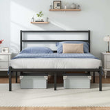 Full Size Bed Frame with Headboard and Footboard, 14 Inch Metal Platform Full Bed Frame with Steel Slat