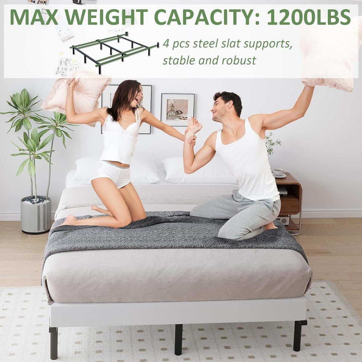 Full Metal Bed Frame, 7 Inch Low Heavy Duty Platform Bed Frames Full Size for Box Spring and Mattress