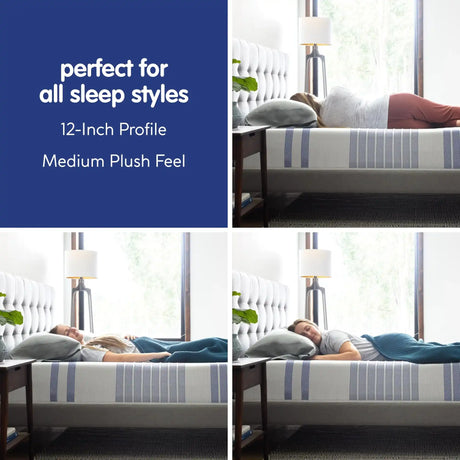 Vibe Gel Memory Foam Mattress, 12-Inch CertiPUR-US Certified Bed-in-a-Box, Full, White
