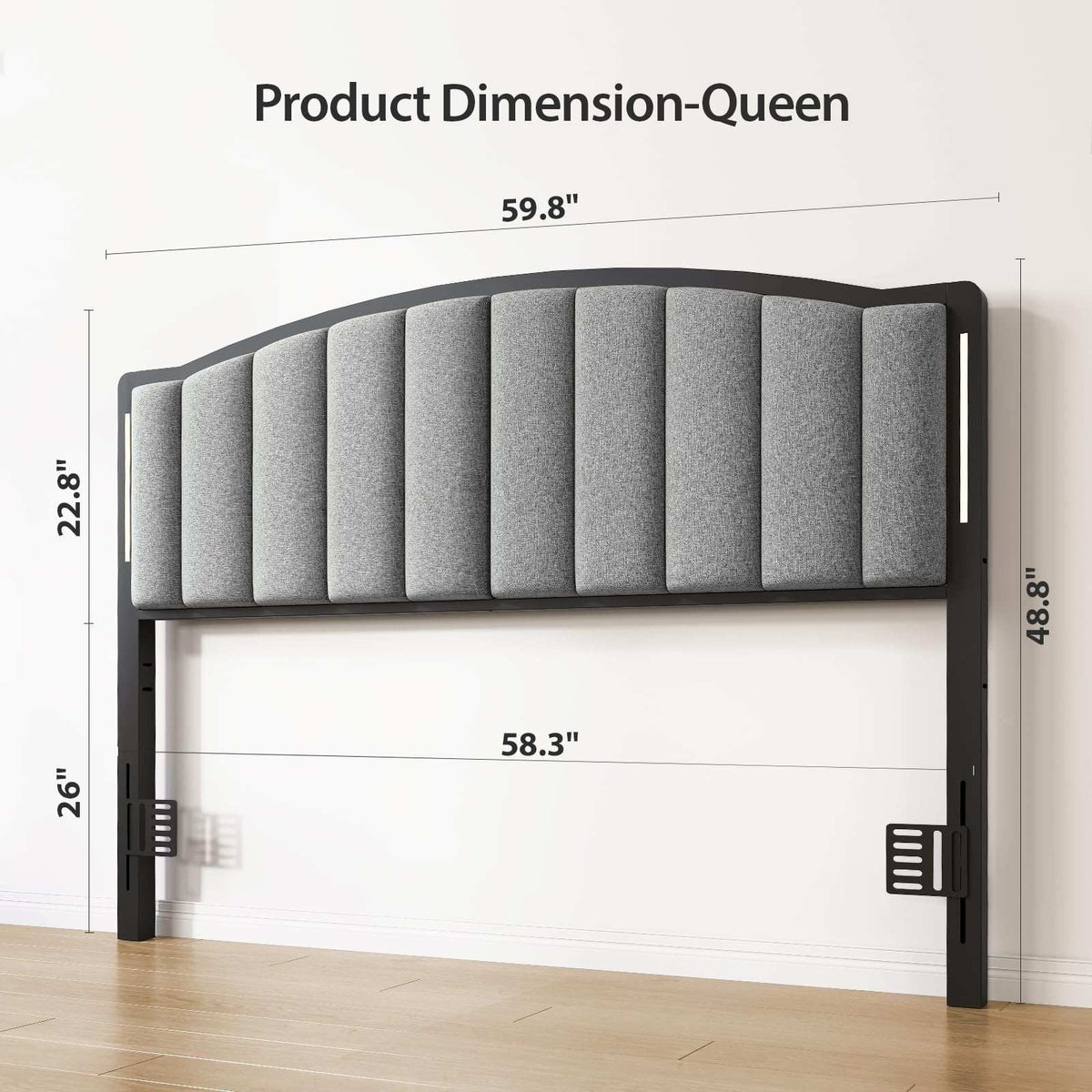 Headboard for Queen Size Bed, Upholstered Vertical Channel Tufting Head Boards