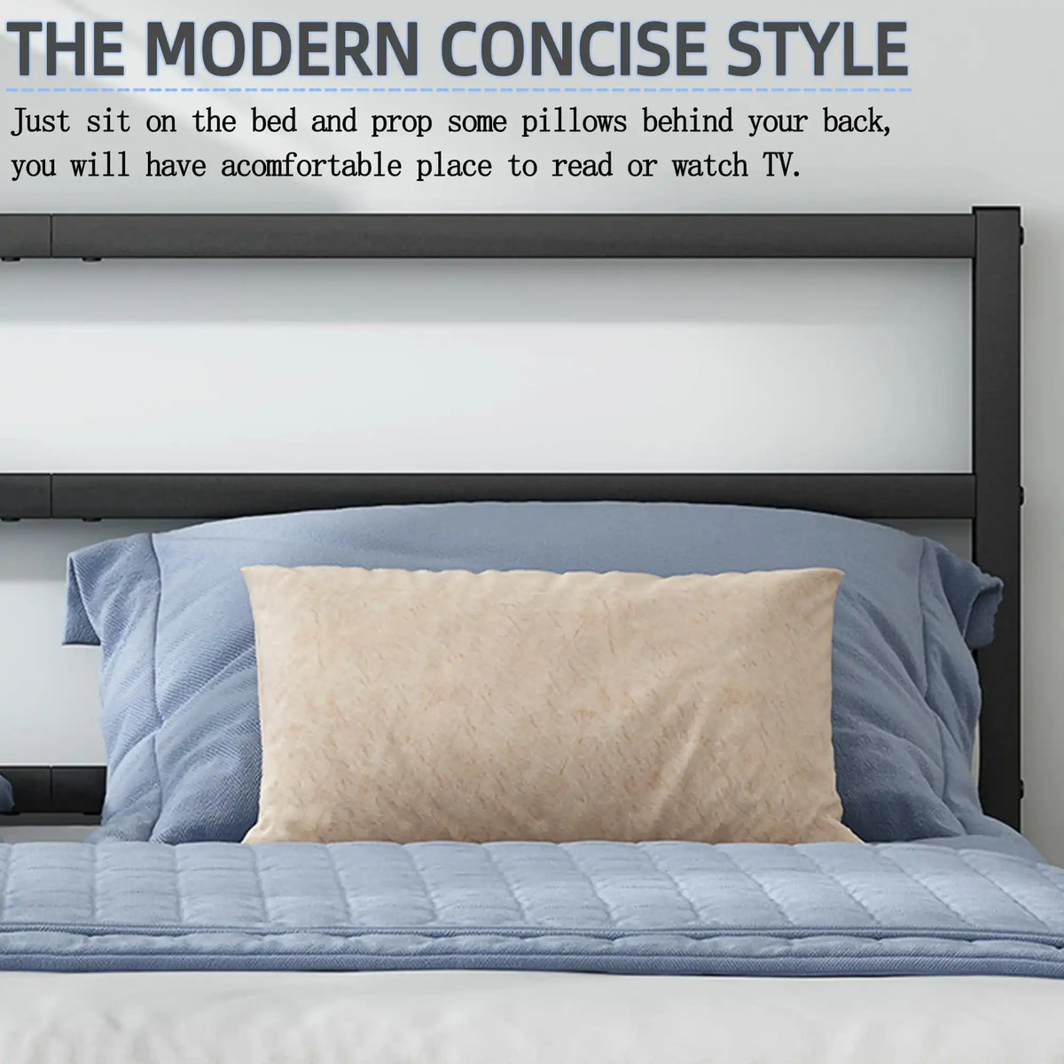Full Size Bed Frame with Headboard and Footboard, 14 Inch Metal Platform Full Bed Frame with Steel Slat