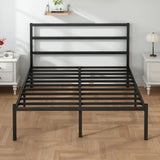Full Size Bed Frame with Headboard and Footboard, 14 Inch Metal Platform Full Bed Frame with Steel Slat
