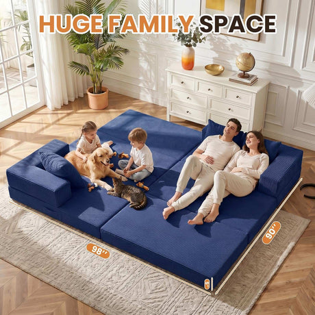 79" Modular Sectional Sofa, Boneless Convertible Sleeper Sofa Bed