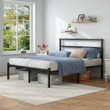Full Size Bed Frame with Headboard and Footboard, 14 Inch Metal Platform Full Bed Frame with Steel Slat