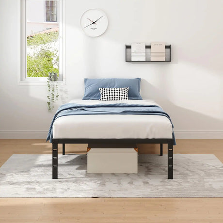 Metal Bed Frame,Twin Size Bed Frame with Storage Space,Heavy Duty Sturdy Mattress Foundation,Easy