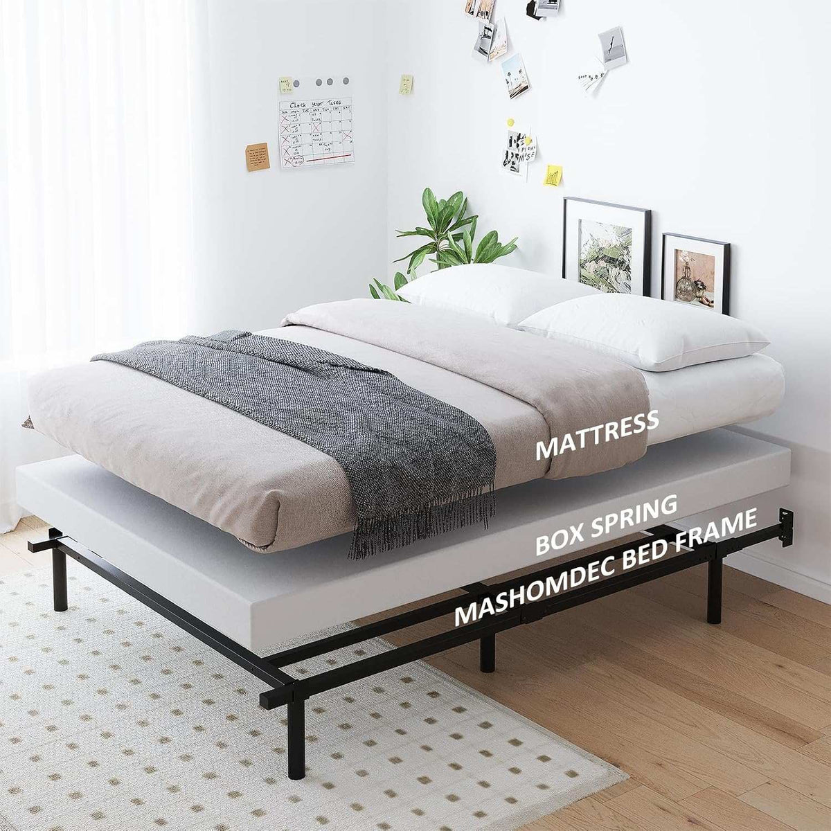Full Metal Bed Frame, 7 Inch Low Heavy Duty Platform Bed Frames Full Size for Box Spring and Mattress