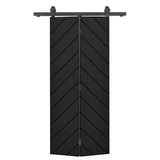 calhome Herringbone Bi-Fold Barn Door 36" x 80" — Black, w/ Sliding Hardware Kit, New