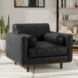 Morrison Leather Arm Chair 42" — Graphite Grey, New in Box