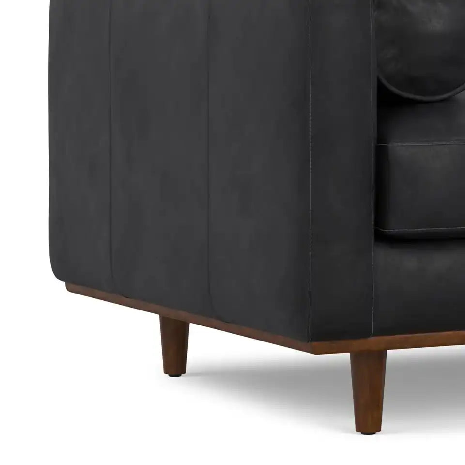 Morrison Leather Arm Chair 42" — Graphite Grey, New in Box