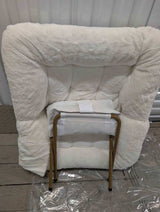 White Faux Fur Saucer Chair with Ottoman