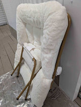 White Faux Fur Saucer Chair with Ottoman