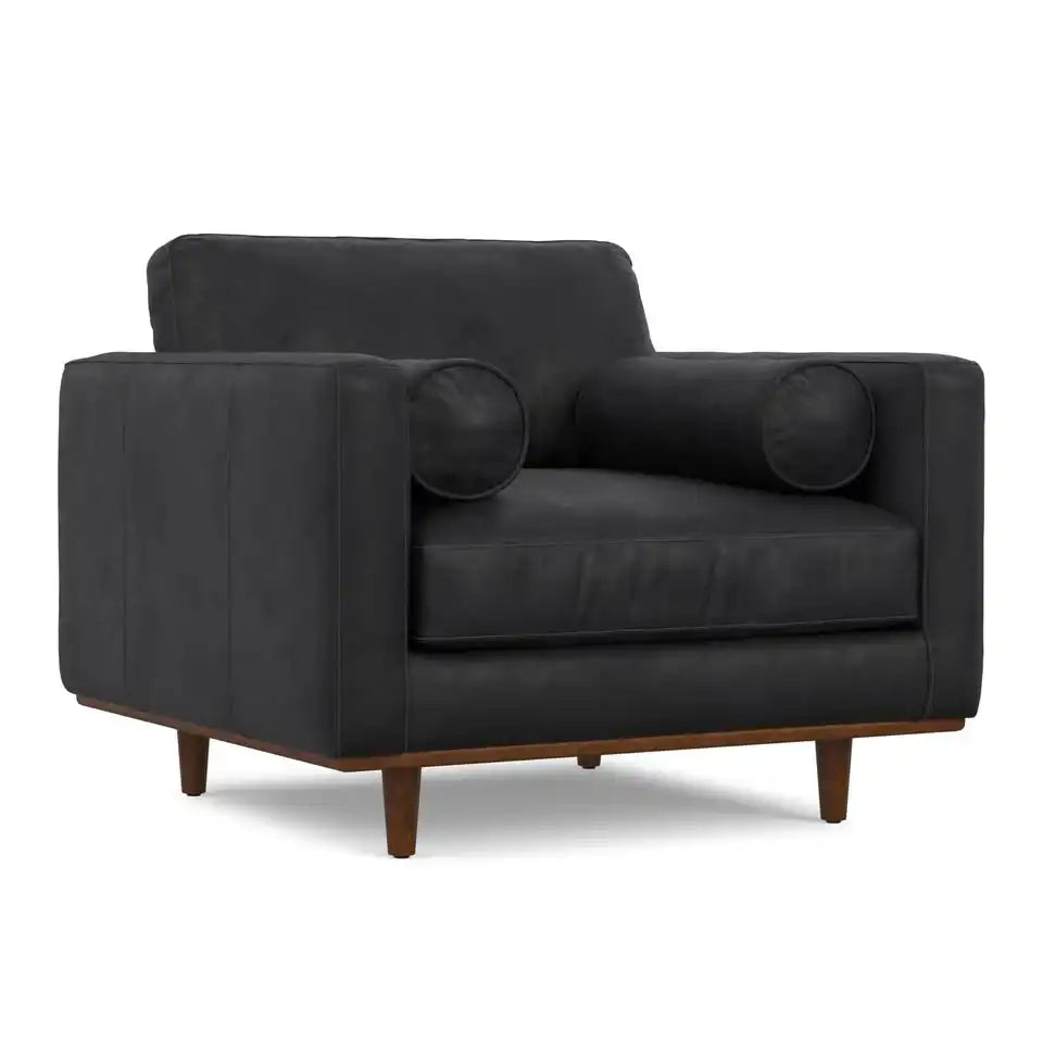 Morrison Leather Arm Chair 42" — Graphite Grey, New in Box