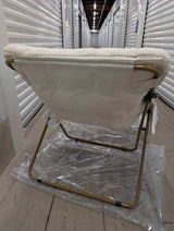 White Faux Fur Saucer Chair with Ottoman