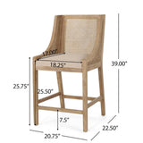 Merax Wood & Cane Counter Stools 25.5" — 2 SETS (4 stools), Beige, New