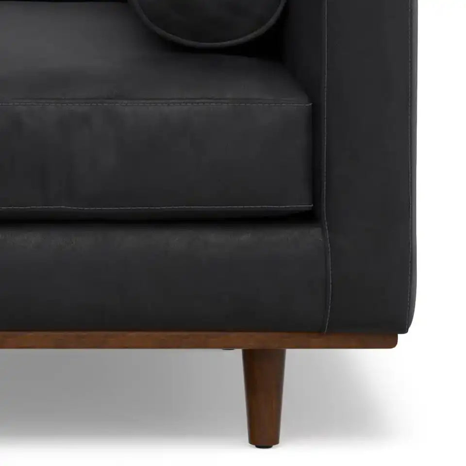 Morrison Leather Arm Chair 42" — Graphite Grey, New in Box