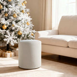 White Round Ottoman — Padded Vanity Stool / Footrest