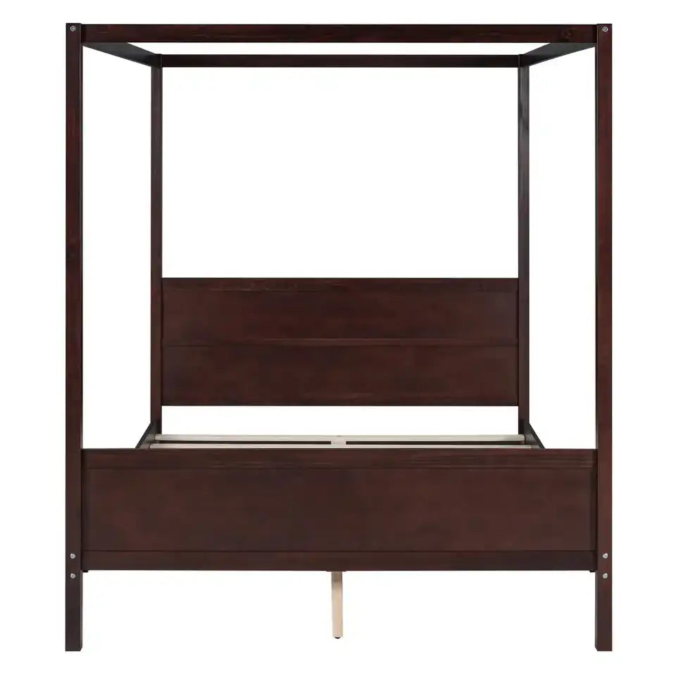 Queen Canopy Bed Frame — Espresso, Headboard & Footboard, New in Box