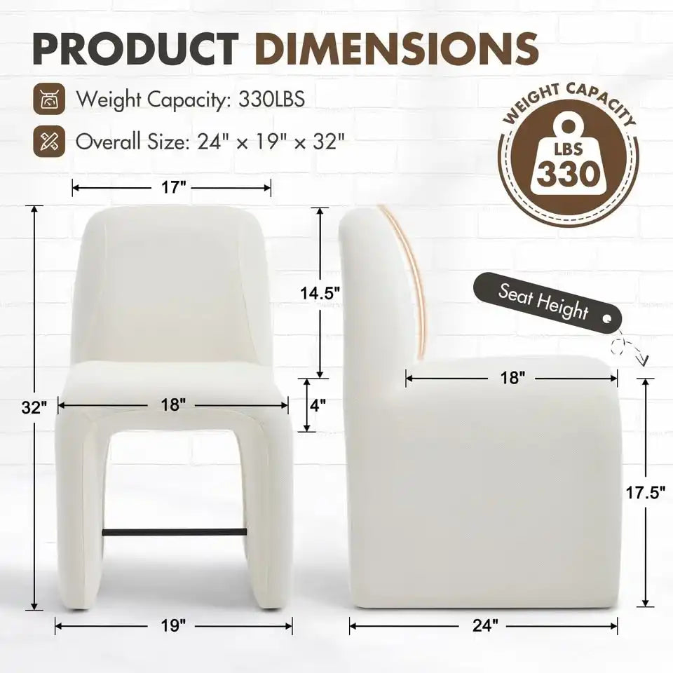 Hyfirm Upholstered Dining Chair — White, Fully Assembled, New