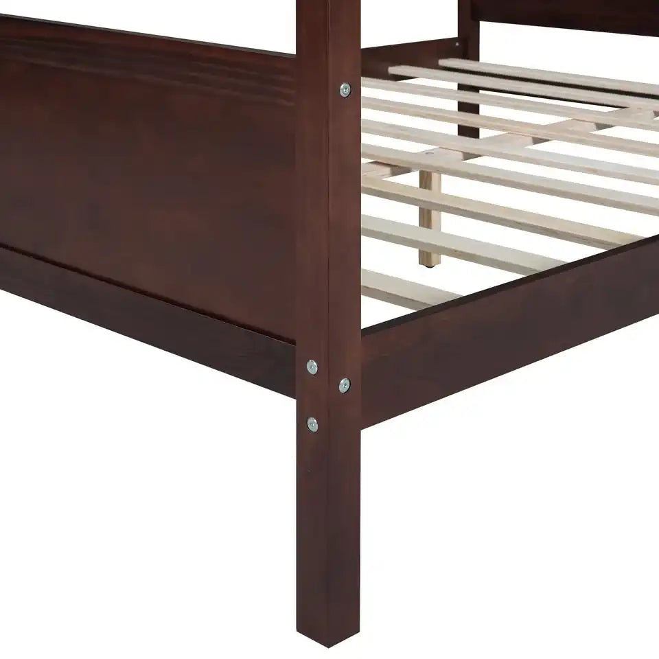 Queen Canopy Bed Frame — Espresso, Headboard & Footboard, New in Box