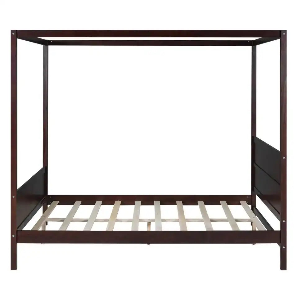 Queen Canopy Bed Frame — Espresso, Headboard & Footboard, New in Box