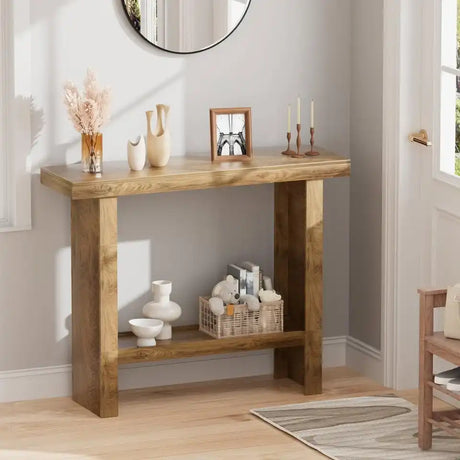 LIFECHOVY Farmhouse Entryway Console Table — Brown, New