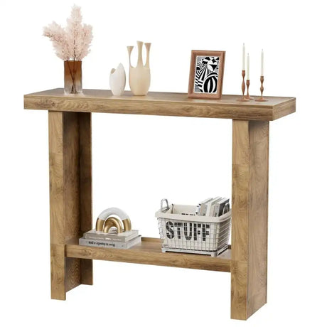 LIFECHOVY Farmhouse Entryway Console Table — Brown, New