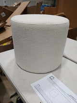 White Round Ottoman — Padded Vanity Stool / Footrest