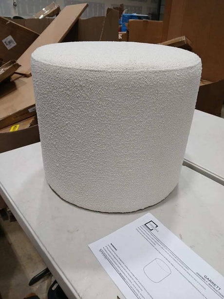 White Round Ottoman — Padded Vanity Stool / Footrest