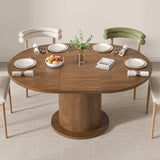 43.3 inch 59 inch Adjustable Size Round Dining Table for 4 6, Unique Design Modern Farmhouse Kitchen Table