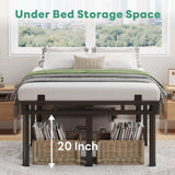 24 inch HIgh Queen Bed Frame with Rounded Legs, Double Layer Design