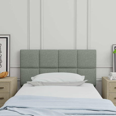 Varia 26" Tall Panel Upholstered Headboard, 3-Row Square Tufting, King Size, Dark Grey