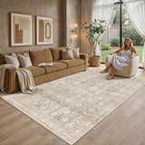 2-pack of WondRg 10x12 Beige Washable Area Rug Non Slip Neutral Distressed Carpet