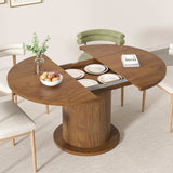 43.3 inch 59 inch Adjustable Size Round Dining Table for 4 6, Unique Design Modern Farmhouse Kitchen Table