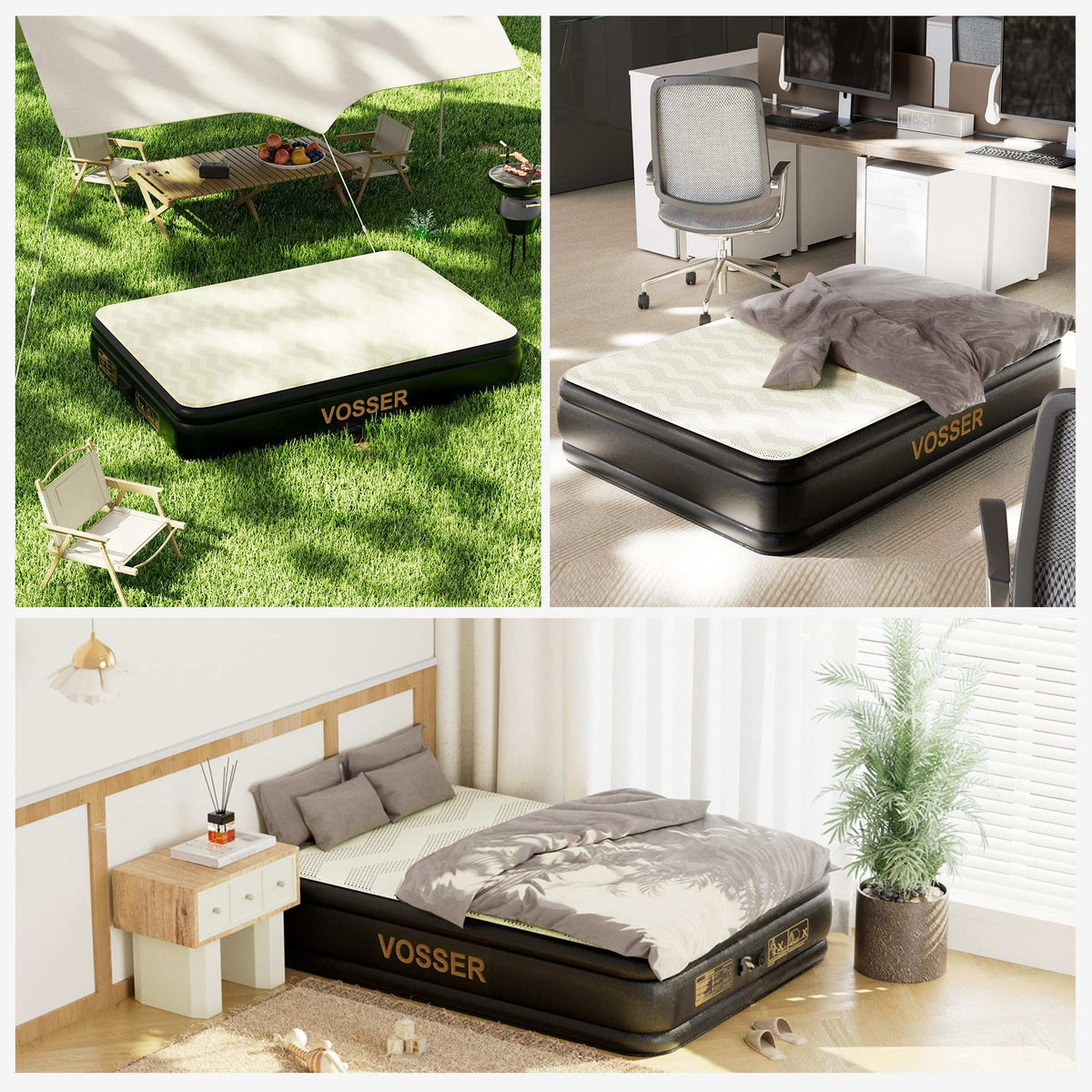 Air Mattress Queen with Built in Pump,Foam Topper Blow up Mattress