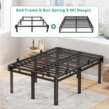 24 inch HIgh Queen Bed Frame with Rounded Legs, Double Layer Design