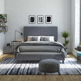 DHP Janford Upholstered Bed, Chic Grey Linen Platform Queen Bed with Modern Headboard