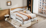 Twin Daybed, Extends to King Size, Trundle with Two Drawers, White