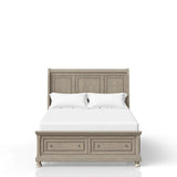Sleigh Storage Bed with 2 Drawers, Antique Gray