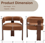 Modern Barrel Dining Chairs, PU Leather, Walnut Wood Legs (Set of 2)