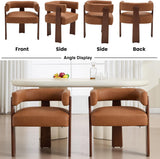 Modern Barrel Dining Chairs, PU Leather, Walnut Wood Legs (Set of 2)