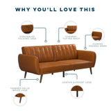 Novogratz Brittany Camel Faux-Leather Futon