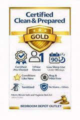 Certified Clean & Prepared Gold badge with icons and text on a white background