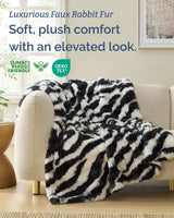 Zebra Faux-Fur Throw Rug – 50" x 60"
