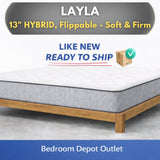 Layla Hybrid, 13" Flippable Soft & Firm Mattress | Recompressed, Ready to Ship