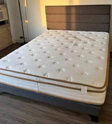 Queen Size Hybrid Mattress + Gray Upholstered Bed Frame