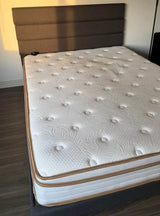 Queen Size Hybrid Mattress + Gray Upholstered Bed Frame