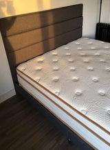 Queen Size Hybrid Mattress + Gray Upholstered Bed Frame